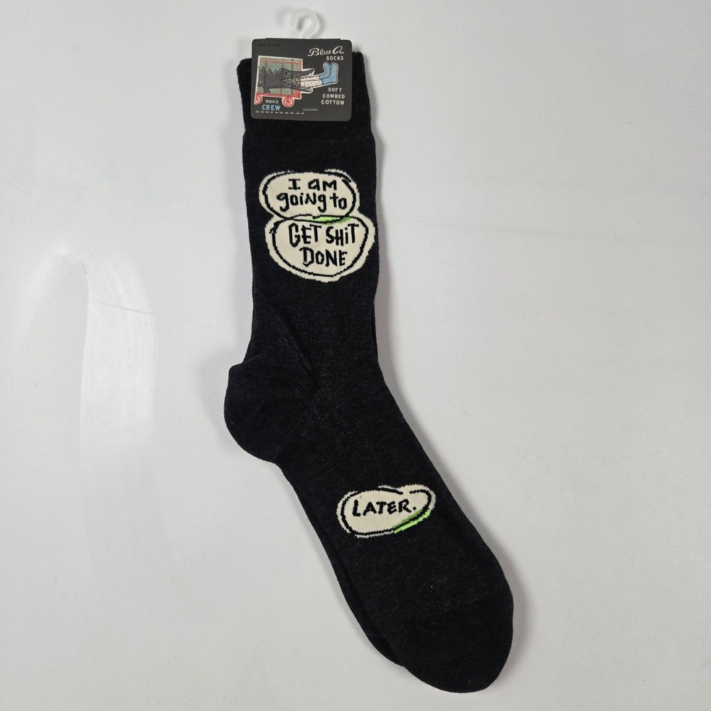Blue Q Get Sh*t Done Later Mens 7-12 Gray Novelty Funny Gag Gift Crew Socks NEW